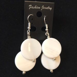 Handmade Round White Shell Earrings
